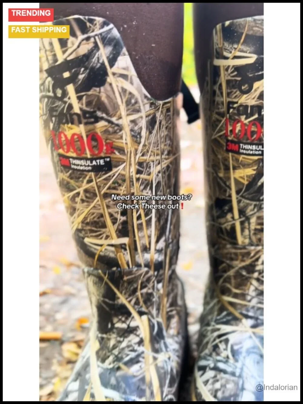 Insulated Waterproof Hunting Boots – 1000G Thinsulate, 5mm Neoprene, Rubber